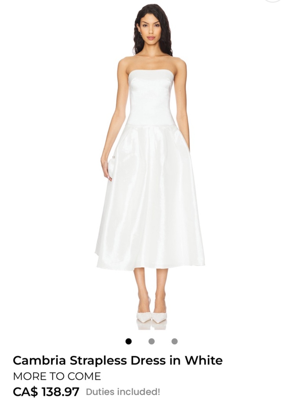 NWT - REVOLVE - MORE TO COME Cambria Strapless Dress in White size small
